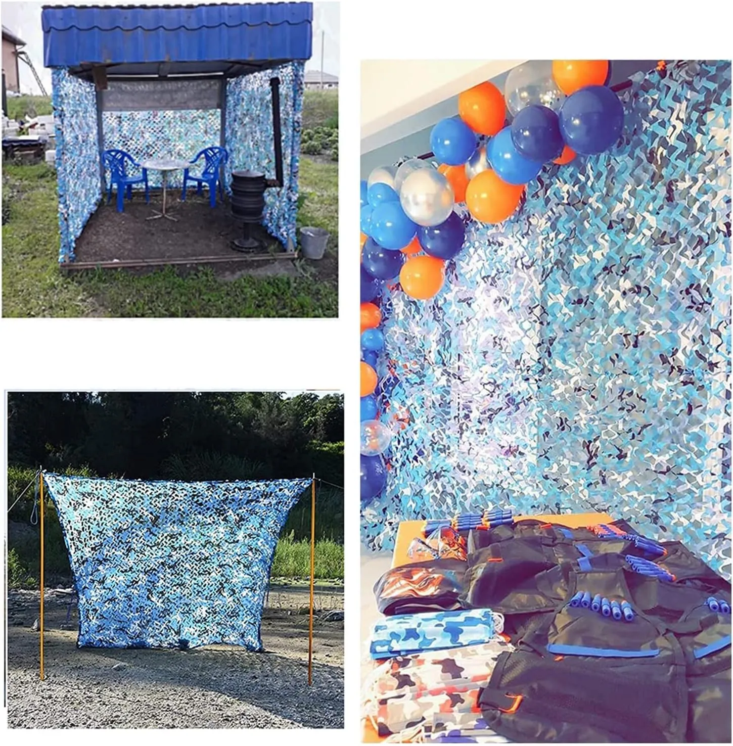 Camouflage Net Blue 2x3m 2x5m 2x10m 4x5m 4x6m 6x6m, Camouflage Netting Camping, for Outdoor Garden Decoration Sun Shelter Tarp Shade Net (Size : 10X20m/32.8X65.6ft)