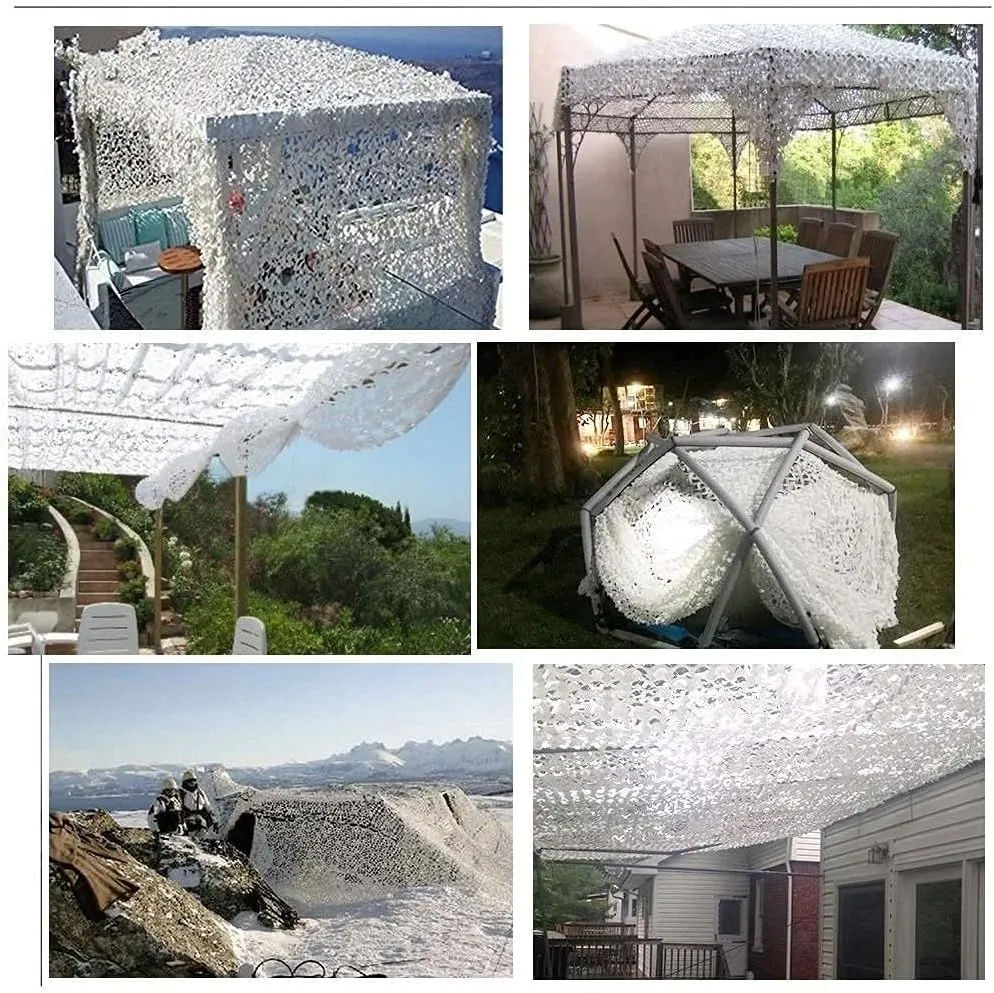 Camouflage Net White Camping Shelters Bulk Roll Camo Netting for Hunting Military Decoration | Foldable Camo Tarp Sunshade Net (Size : 2 * 6m(6.6 * 19.7ft))