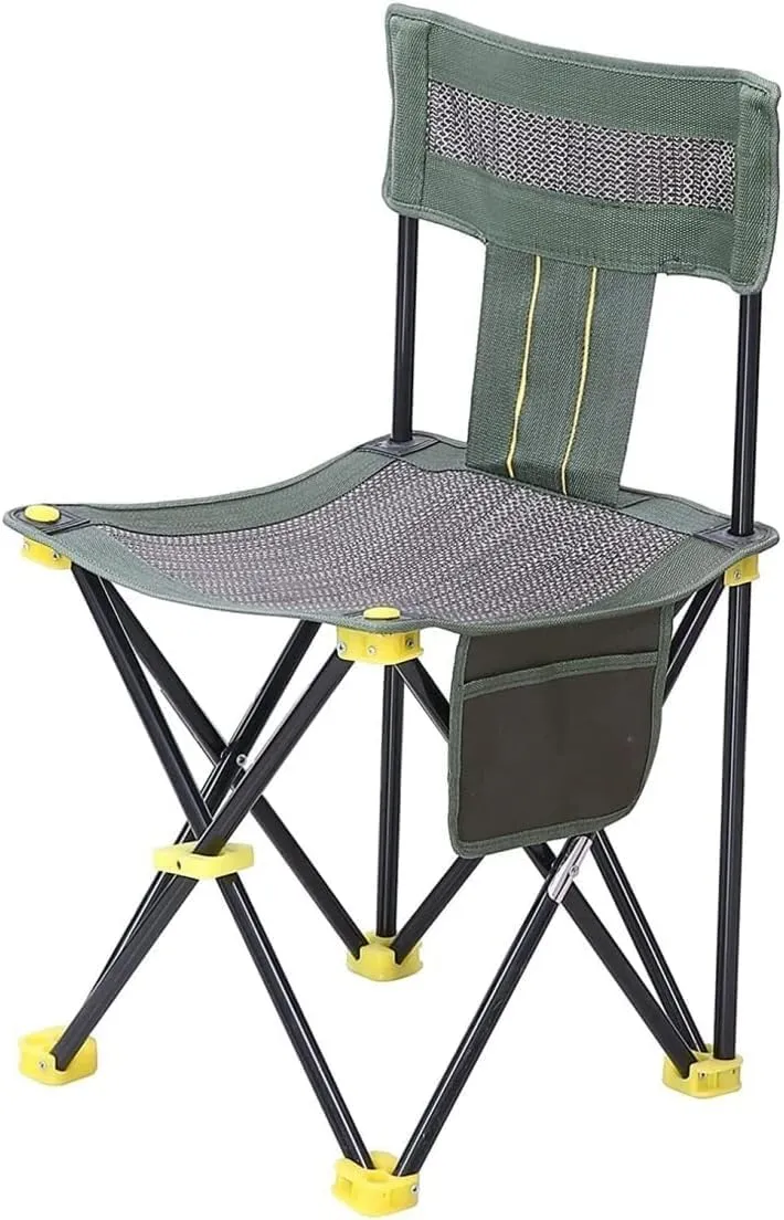 Camping Chair Breathable Outdoor Mesh Portable Beach Fishing Folding Stool with Side Pocket Storage