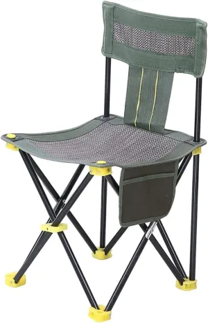 Camping Chair Breathable Outdoor Mesh Portable Beach Fishing Folding Stool with Side Pocket Storage