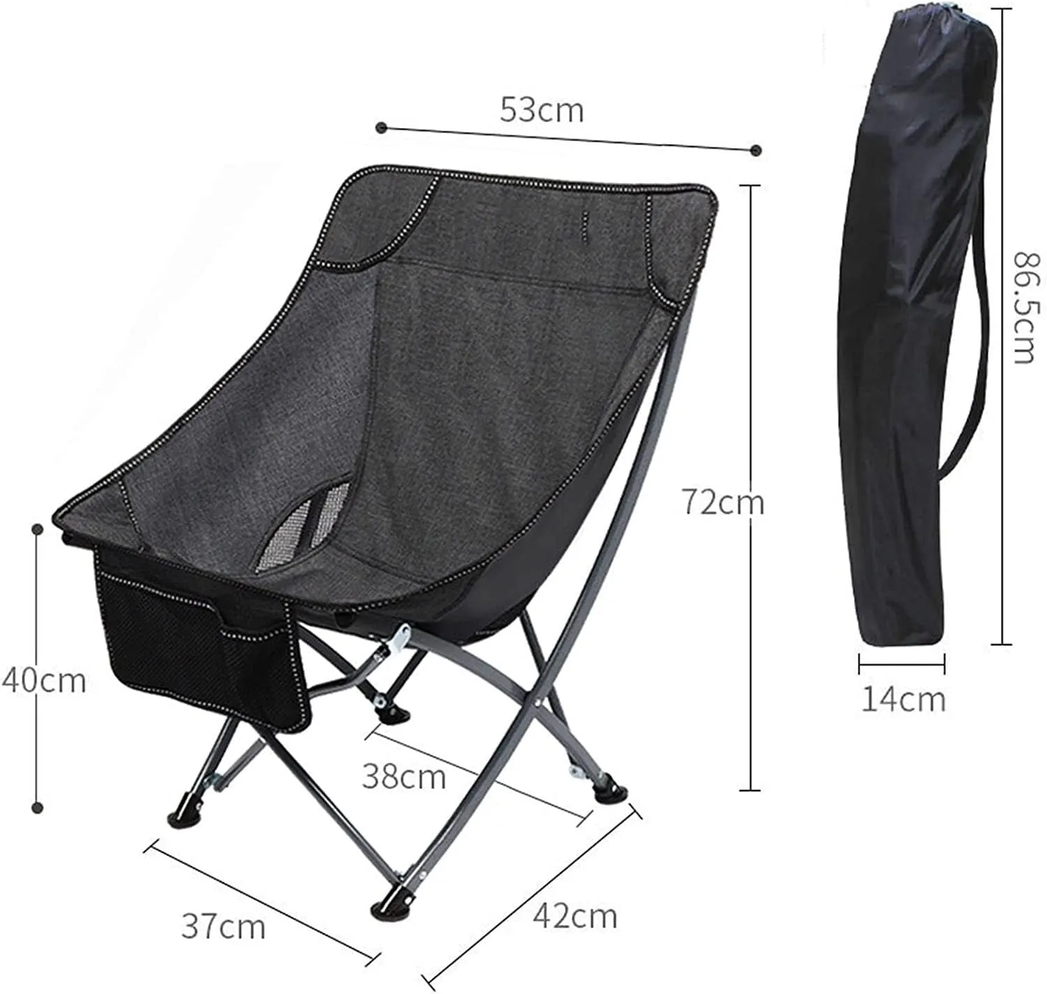 Camping Chair Camp Chair Portable Folding Chair with Mesh Side Pocket Backrest Stool Camping Backpacking Chair for Fishing Beach Travel Picnic Folding Chairs Outdoor Fishing Chair (Color : G