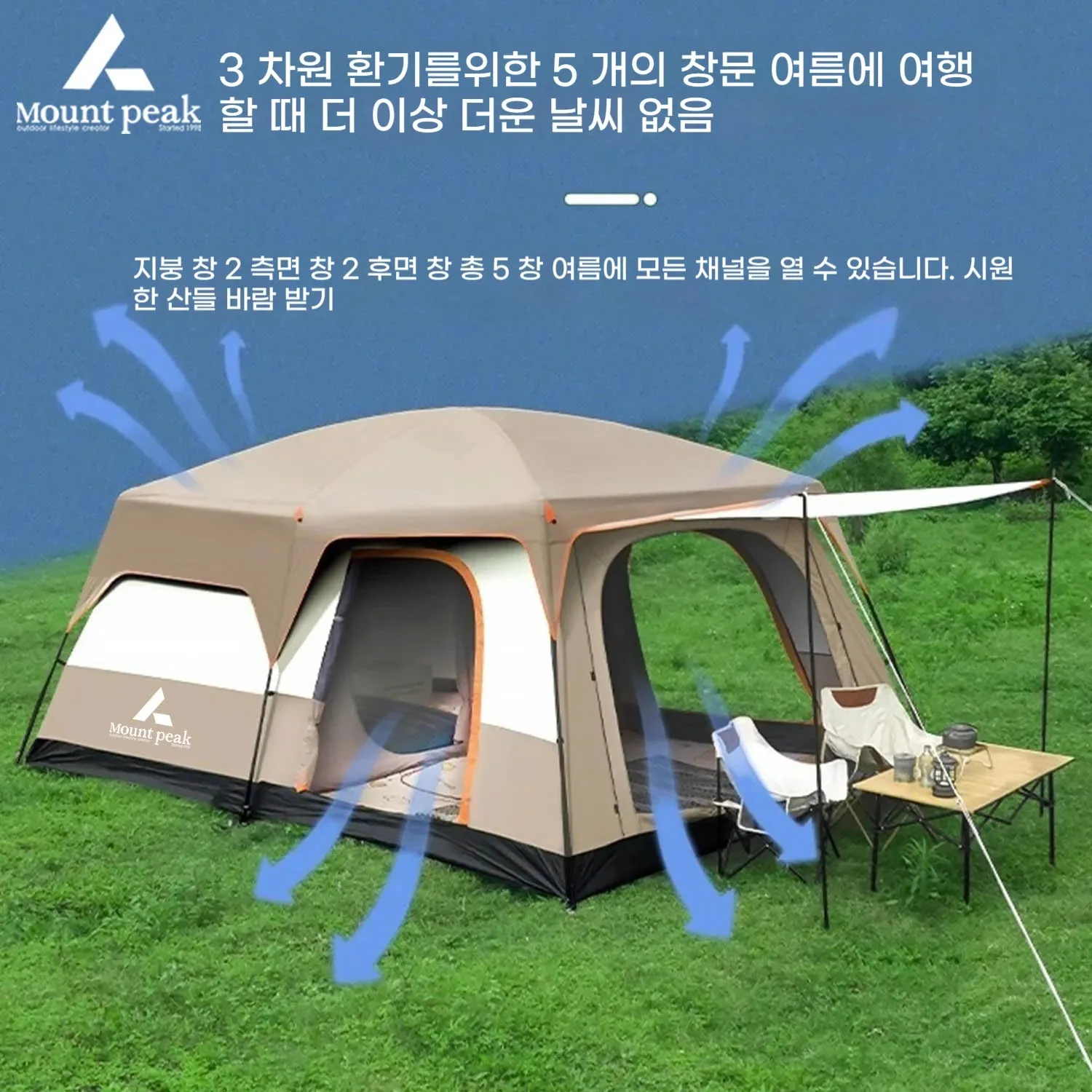 Camping Family luxury Tent 4-12 Person Double Layers Oversize 2 Rooms Thickened Rainproof Outdoor Family Camp Tour Equipment