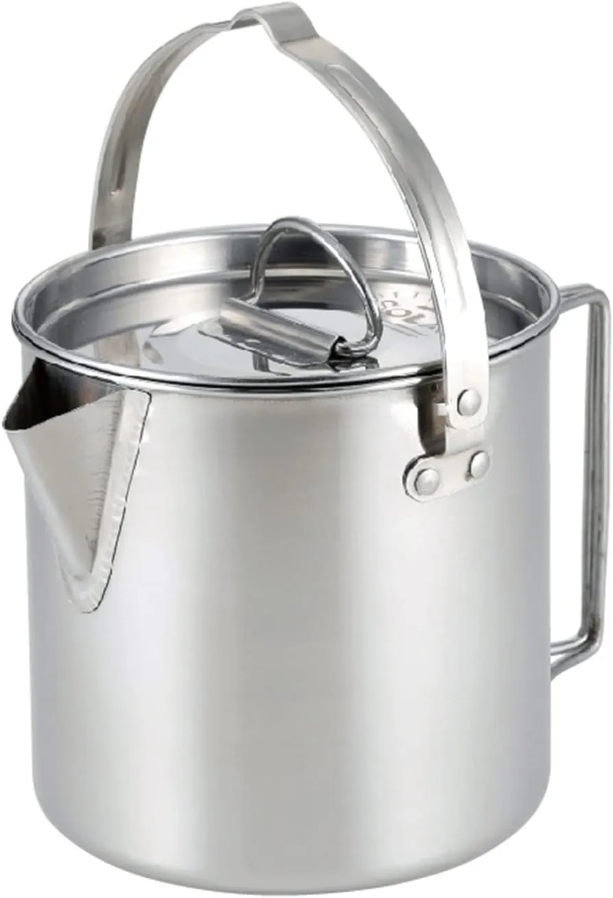 Camping Kettle Outdoor Camping Kettle Stainless Steel Cooking Kettle 1.2L for Outdoor