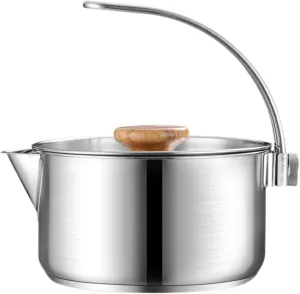 Camping Kettle Tea Pot with Lid Cover Easy to Clean Practical Water Kettle Outdoor Water Pot for Picnics Hiking BBQ