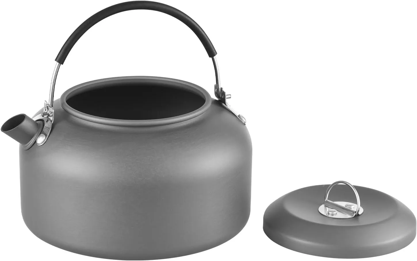 Camping Kettle,1.4L Camping Kettle and 450ml 250ml Metal Cups Set with Silicone Handle Outdoor Boiling Water Kettle Backpacking Kettle Anodized Aluminum Kettle (kettle)