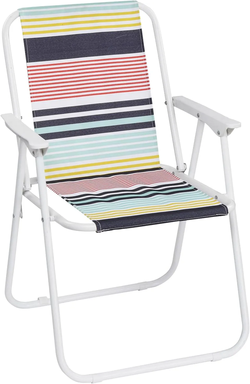 Camping Sunbathing Chair,Folding Beach Chair, Lightweight Beach Chair with High Back, Portable Foldable Camping Chair Lawn Chair with Hard Armrest, Colorful Stripes