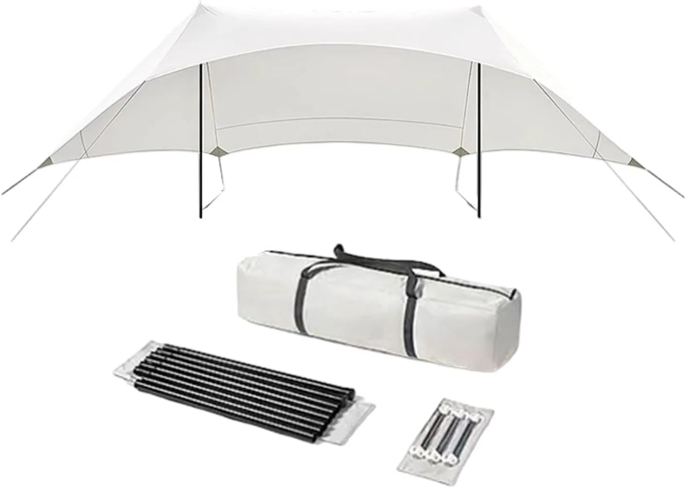 Camping Tarp Rain Tarp Awning Portable Waterproof with Storage Bag Camping Canopy for Traveling Outdoor Activities Backyard, Height 2.1m