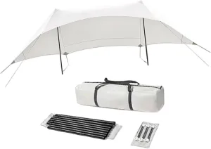 Camping Tarp with Storage Bag with Ground Nails Lightweight Easily Set up Tent Tarp Awning Camping Canopy for Fishing Outdoor, Height 2.1m