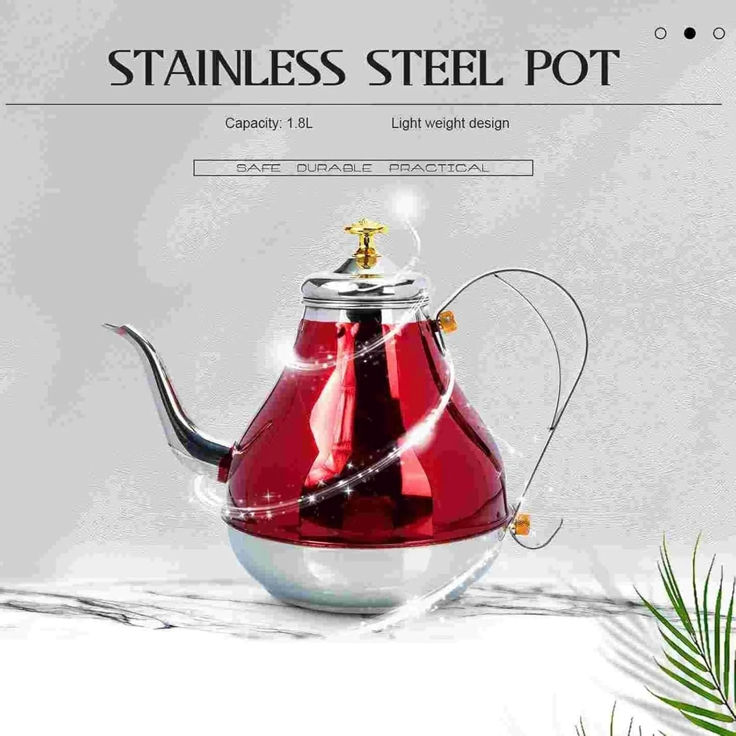Camping Teapot, Stainless Steel Tea Kettle with Infuser, Teapot for Gas Induction Electric Stovetop