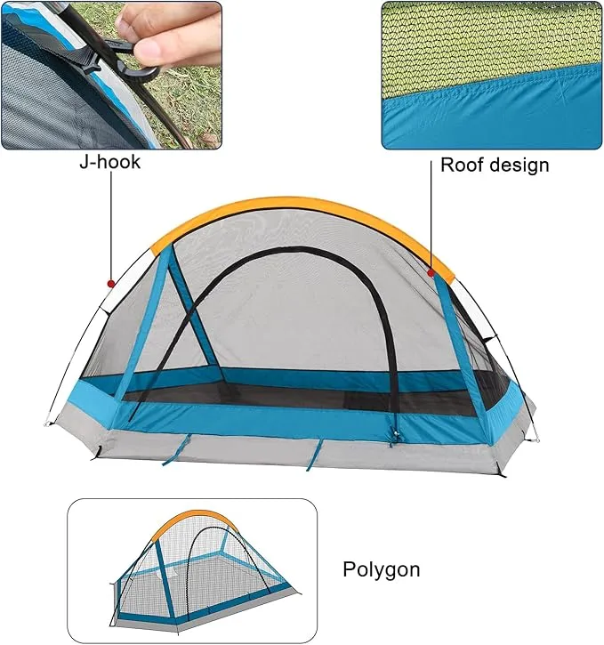 Camping Tent 1-2 Person, Easy Set up-Portable Small Backpacking Tents for Camping Waterproof Tent with Rainfly