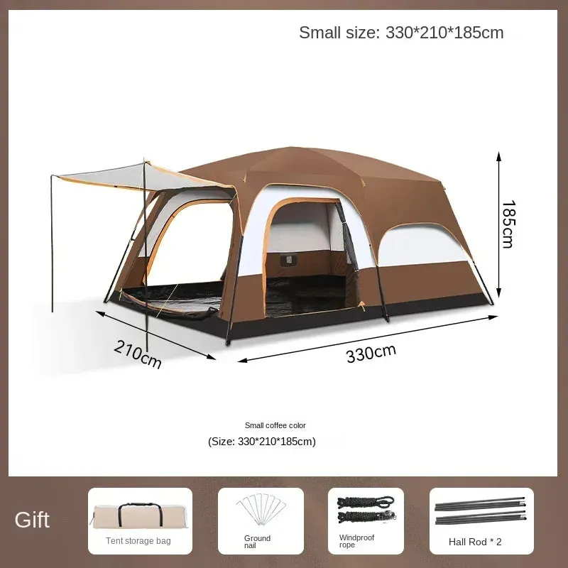 Camping Tent 3-12 Person Double Layers: Oversize, Rainproof Outdoor Family Camp Tour Equipment