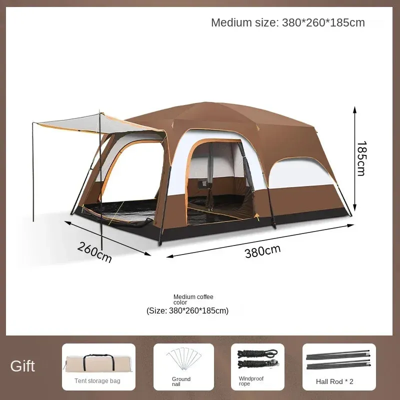 Camping Tent 3-12 Person Double Layers: Oversize, Rainproof Outdoor Family Camp Tour Equipment