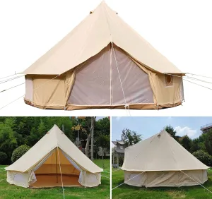 Camping Tent 3M & 4M Outdoor Waterproof TentLarge Cotton Canvas Tent Yurt4 Seasons Frame Tent