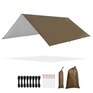 Camping Tent Tarp Hammock Rain Fly Waterproof Hiking Backpacking Shelter Brown, 13Ft