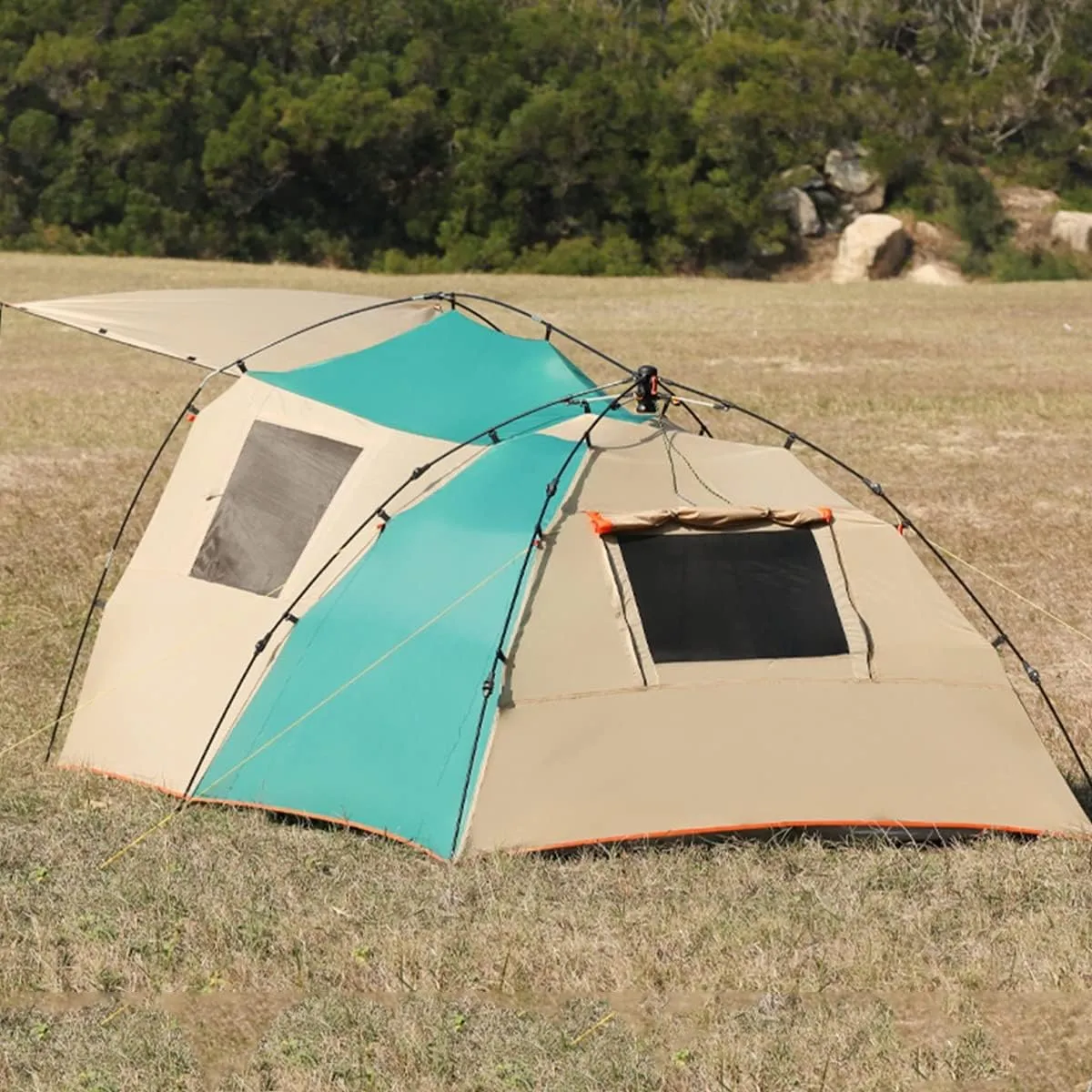 Camping Tent Tents for Family 3-4 Person,Entrance Hall Living Room Bedroom,Pop Up Tent Canopy Tent,with Storage Bag Accessories, Khaki Green