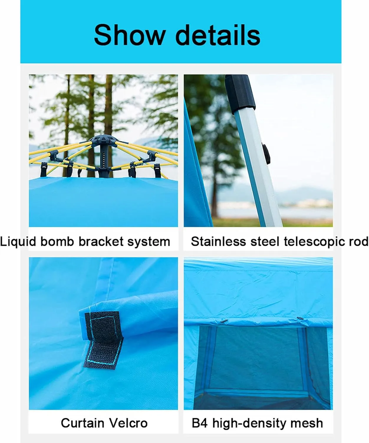 Camping Tents Outdoor Sun Shade Shelter 8-10 People Automatic Hexagonal Retractable Aluminum Alloy Camping Equipment