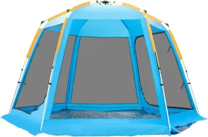 Camping Tents Outdoor Sun Shade Shelter 8-10 People Automatic Hexagonal Retractable Aluminum Alloy Camping Equipment
