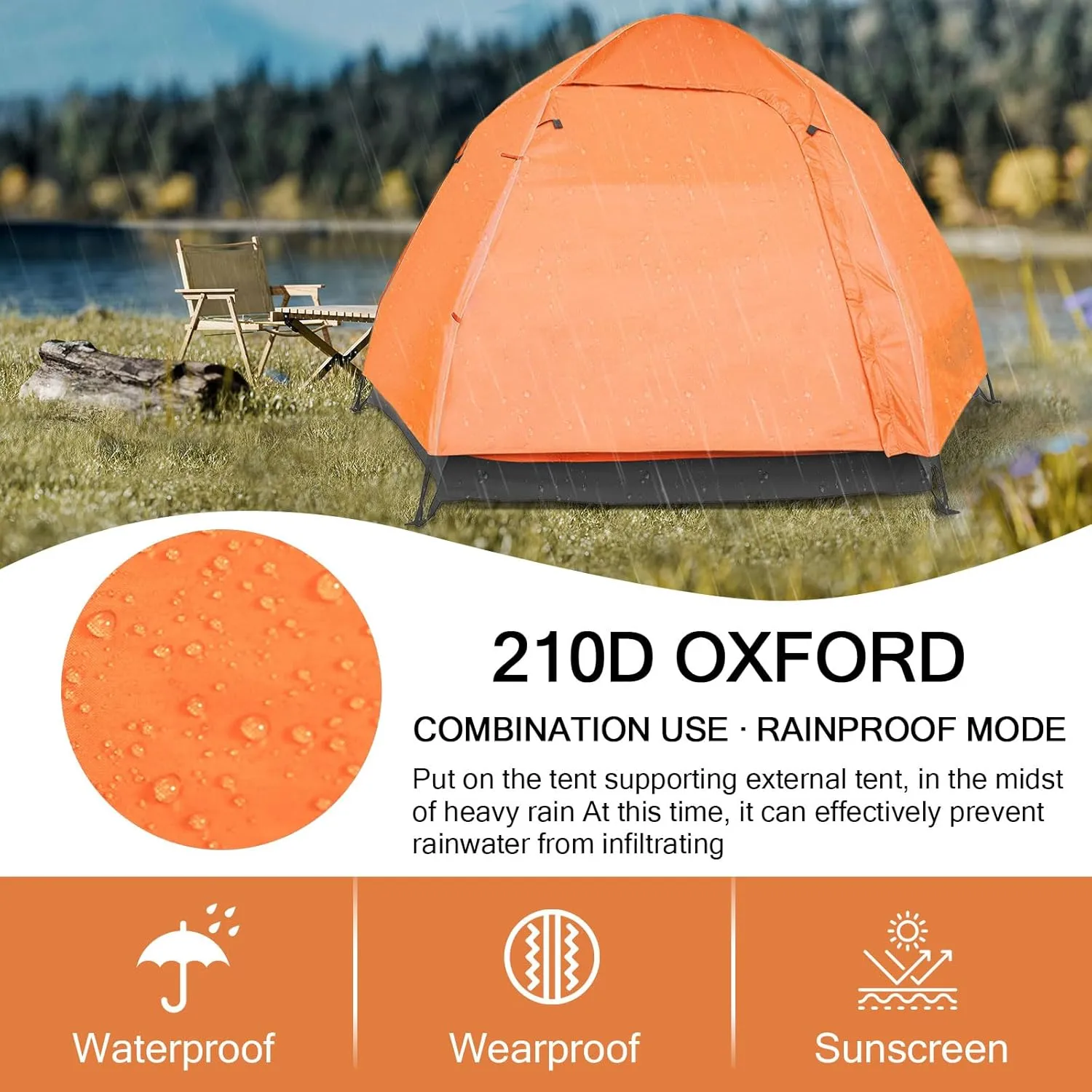 Camping Tents with Hammock for 3 to 4 Persons, Lightweight Family Tent with Mesh Windows Waterproof Easy Tents Instant Pop-Up Tents 60s Easy Setup Tent for Adults Kids Hiking Music Festival