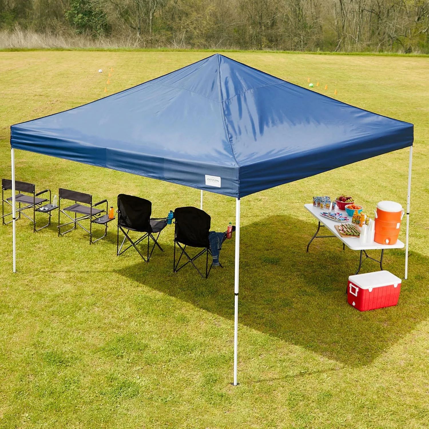 Canopy 12 by 12 Foot Polyester Straight Steel Leg Instant Pop Up Canopy Tent with Adjustable Height for Outdoor Events, Blue