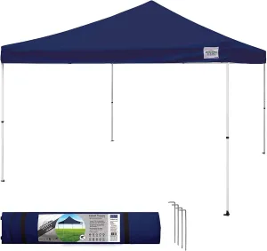 Canopy 12 by 12 Foot Polyester Straight Steel Leg Instant Pop Up Canopy Tent with Adjustable Height for Outdoor Events, Blue
