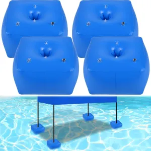 Canopy Float Kit, 4 Pcs Water Shade Canopy Floats with Hand Air Pump 10 Zip Ties, 17.7"x17.7"x10" Thickened PVC Floating Base for Pools Lakes Beaches, Water Tent Not Included, Blue