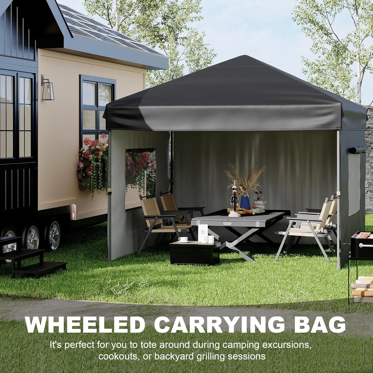 Canopy Tent 10x10 Easy Pop Up, Outdoor Shade Instant Canopy Tents, Comercial Instant Heavy DutyCanopy Pop Up Tent with 3 Sidewalls