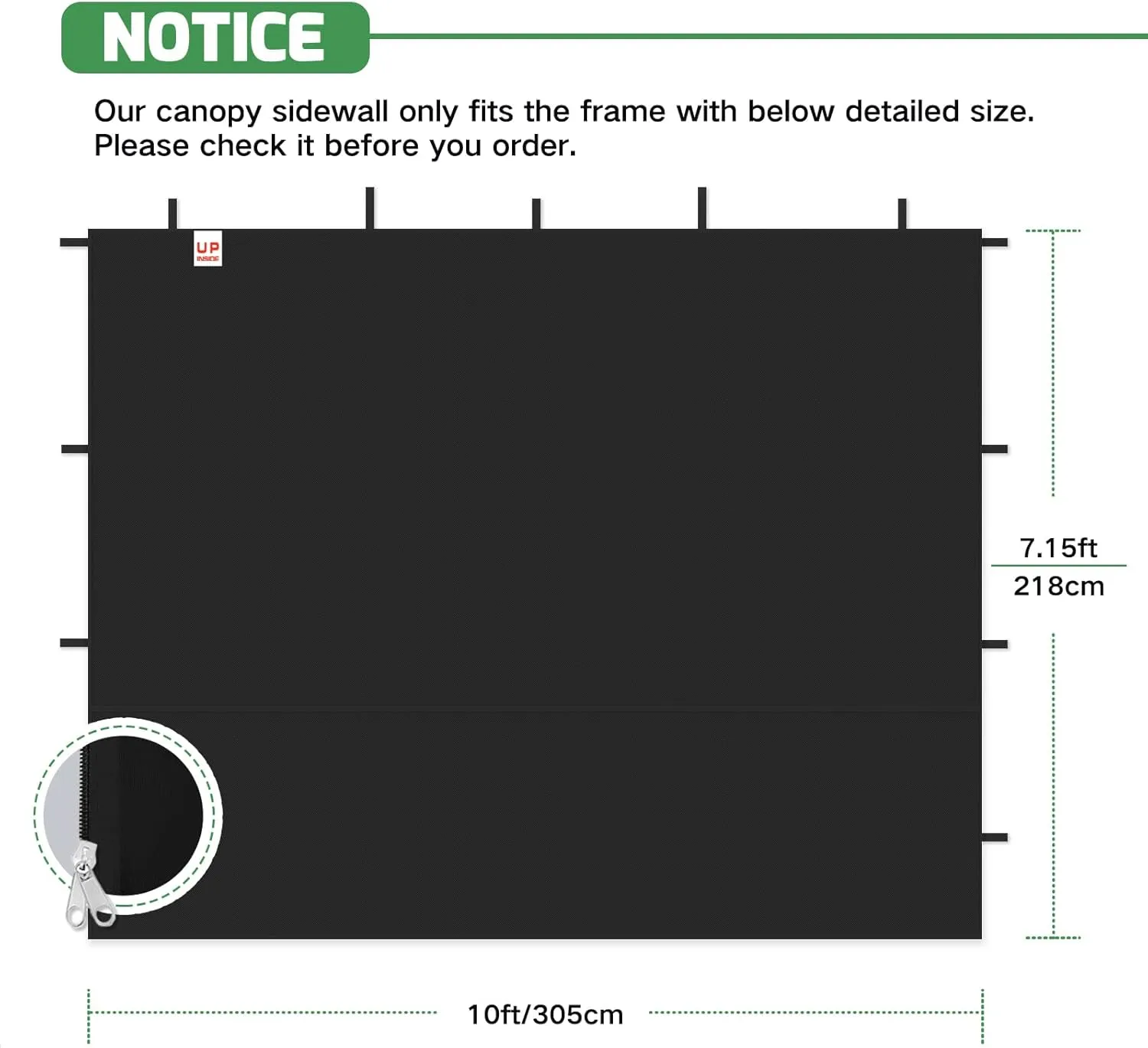Canopy Tent Sidewalls for 10x10 Pop Up Canopy,99% UV Protection Waterproof，3 Piece Sidewalls, Black(3PCS Sidewall Only, Canopy Tent NOT Included)