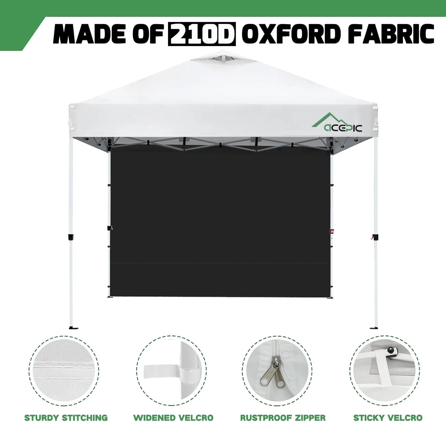Canopy Tent Sidewalls for 10x10 Pop Up Canopy,99% UV Protection Waterproof，3 Piece Sidewalls, Black(3PCS Sidewall Only, Canopy Tent NOT Included)