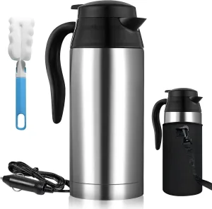 Car Kettle Water Boiler 24V, 750ml Stainless Steel Travel Kettle, Electric Car Coffee Mug Warmer for Long Journey