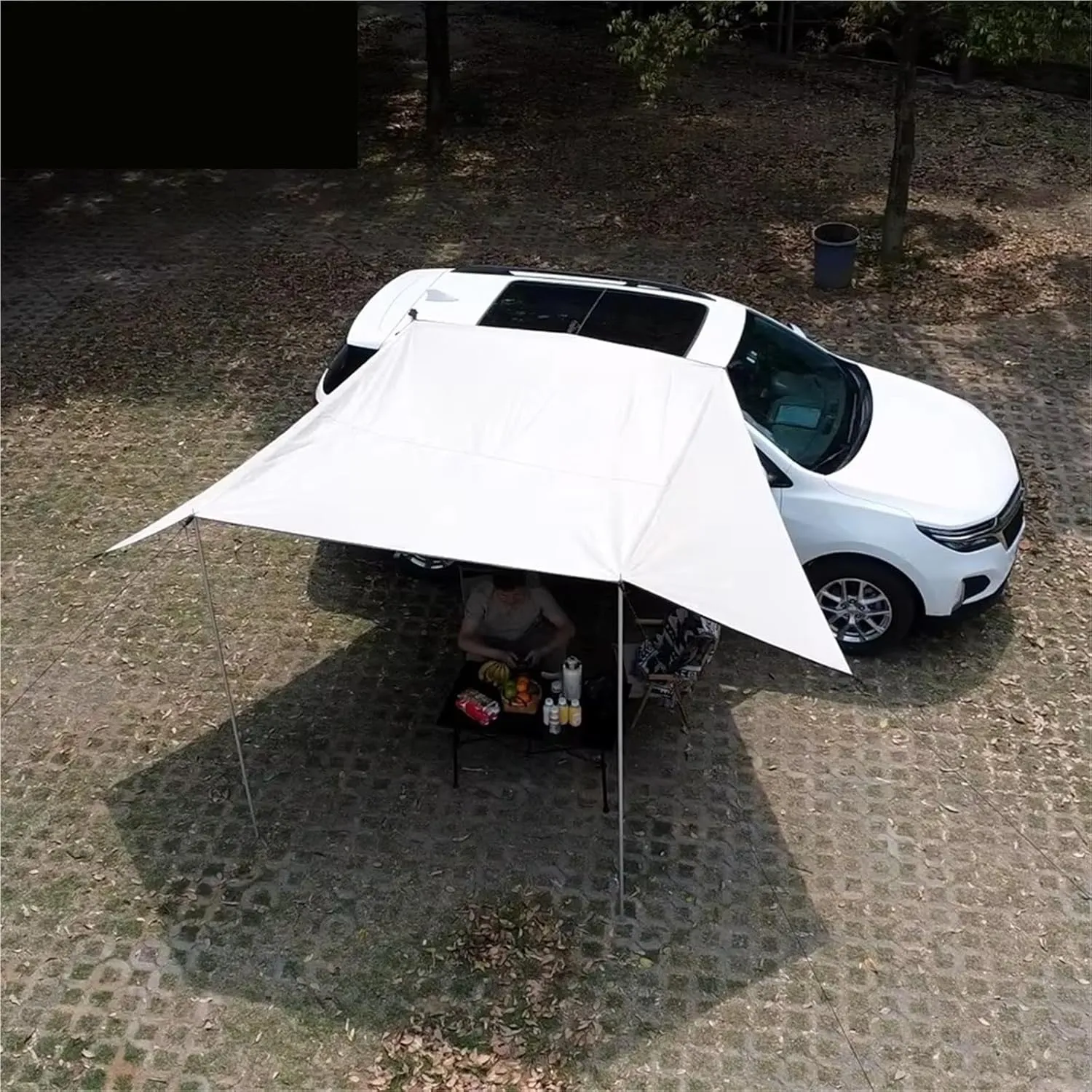 Car Side Awning Black Coating Tarp with Suction Cup Anchor Outdoor Camping Tourist Tent Shade Waterproof(Black tarp Cloth)