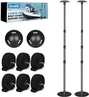 Carbon Fiber Boat Cover Support Poles - Adjustable Height 22.4"-66", Stable Iron Base - Pontoon Boat Cover System (2 Pack)