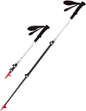 Carbon Fiber Trekking Poles, Ultra Lightweight Collapsible Hiking Poles with Quick Adjustable Flip Lock & EVA Non-Slip Handle (White)
