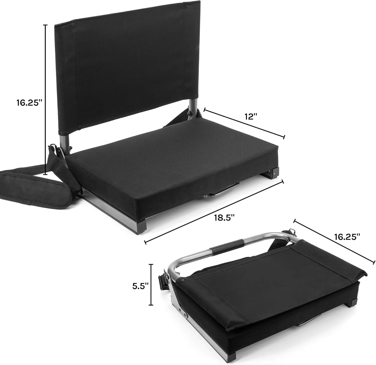 Cascade Mountain Tech Deluxe Stadium Seat, One Size, Black Ultra Padded