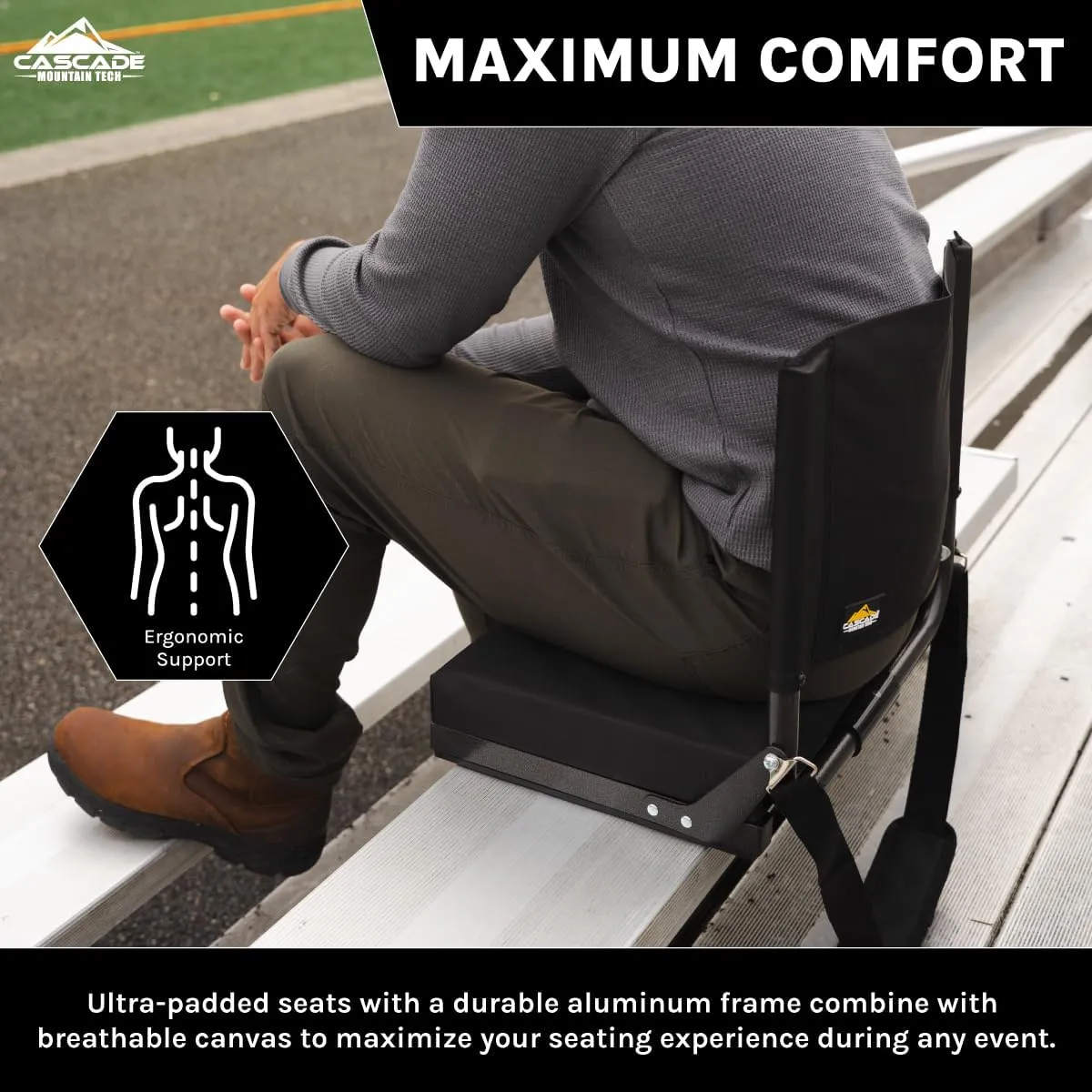 Cascade Mountain Tech Deluxe Stadium Seat, One Size, Black Ultra Padded