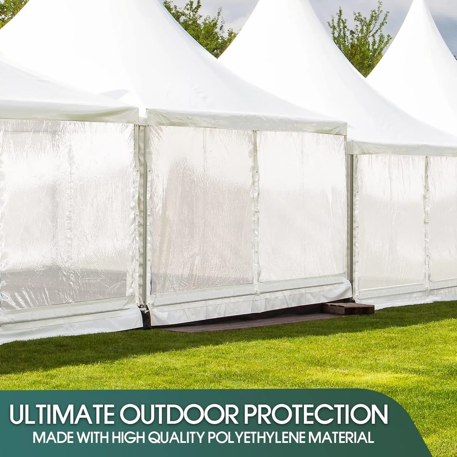 CCS Waterproof Clear PVC Tarp Cover – Extra Heavy Duty 20 Mil Tarpaulin with Rustproof Brass Grommets - Multi Purpose for Porch, Patio, Deck, Equipment & Outdoor Use (8x8 Ft)