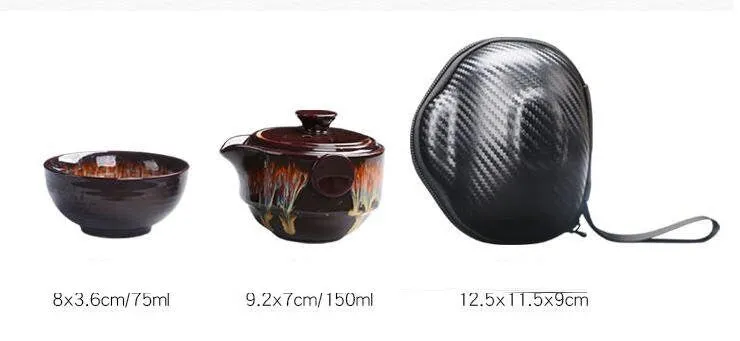 Ceramic Gaiwan Set kuai ke Camping Kung Fu Tea Set 1 Teapot 2 Cups Travel TeaPot Coffee Cup Water Mug Office Kettle Drinkware