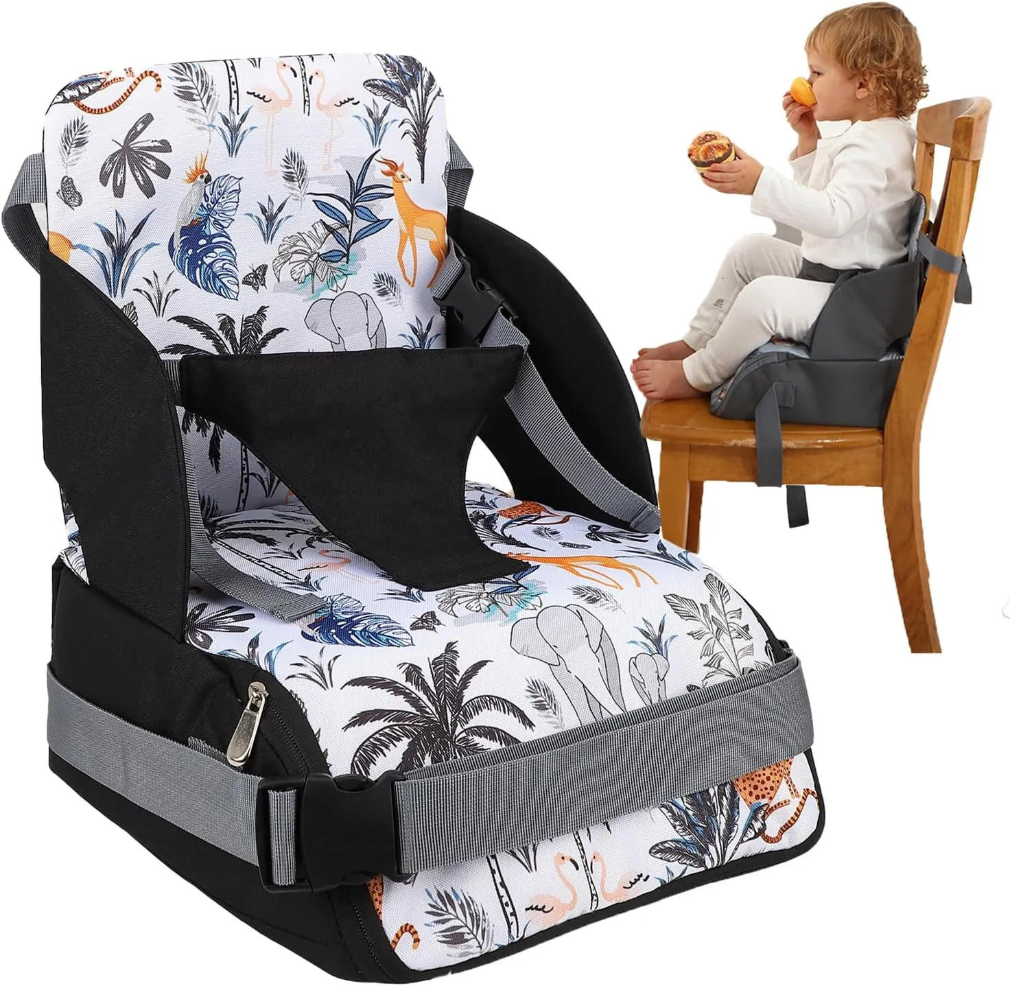 Chair Pad to Raise Seat Height, Dining Table Chair Seat Protector, Large Capacity Mommy Bag Shoulder Diaper Bag (Jungle Animals,Standard)