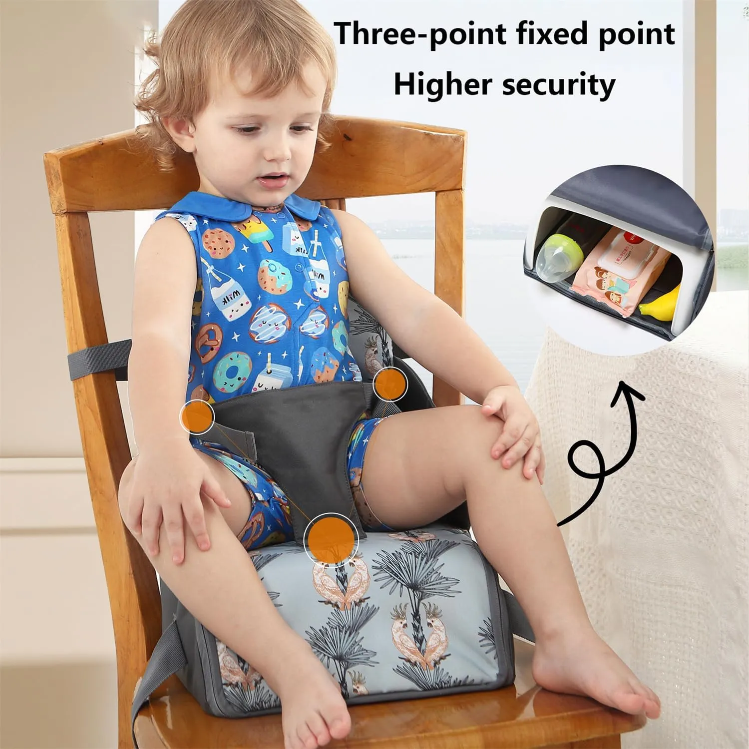 Chair Pad to Raise Seat Height, Dining Table Chair Seat Protector, Large Capacity Mommy Bag Shoulder Diaper Bag (Jungle Animals,Standard)