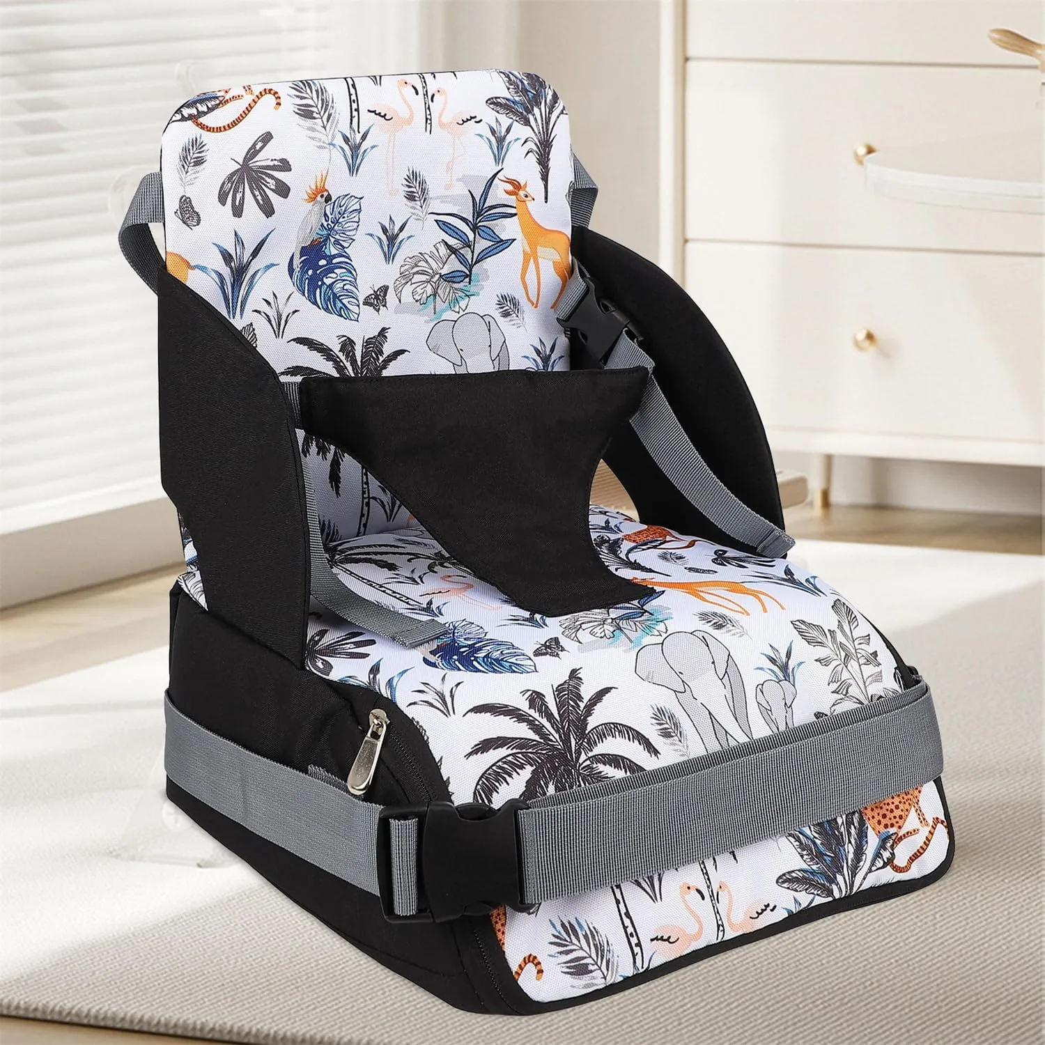 Chair Pad to Raise Seat Height, Dining Table Chair Seat Protector, Large Capacity Mommy Bag Shoulder Diaper Bag (Jungle Animals,Standard)
