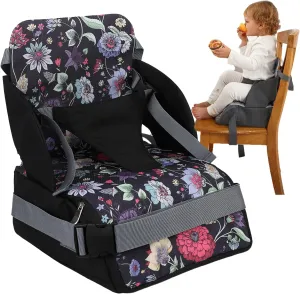 Chair Pad to Raise Seat Height, Dining Table Chair Seat Protector, Large Capacity Mommy Bag Shoulder Diaper Bag (Purple Flowers,Standard)
