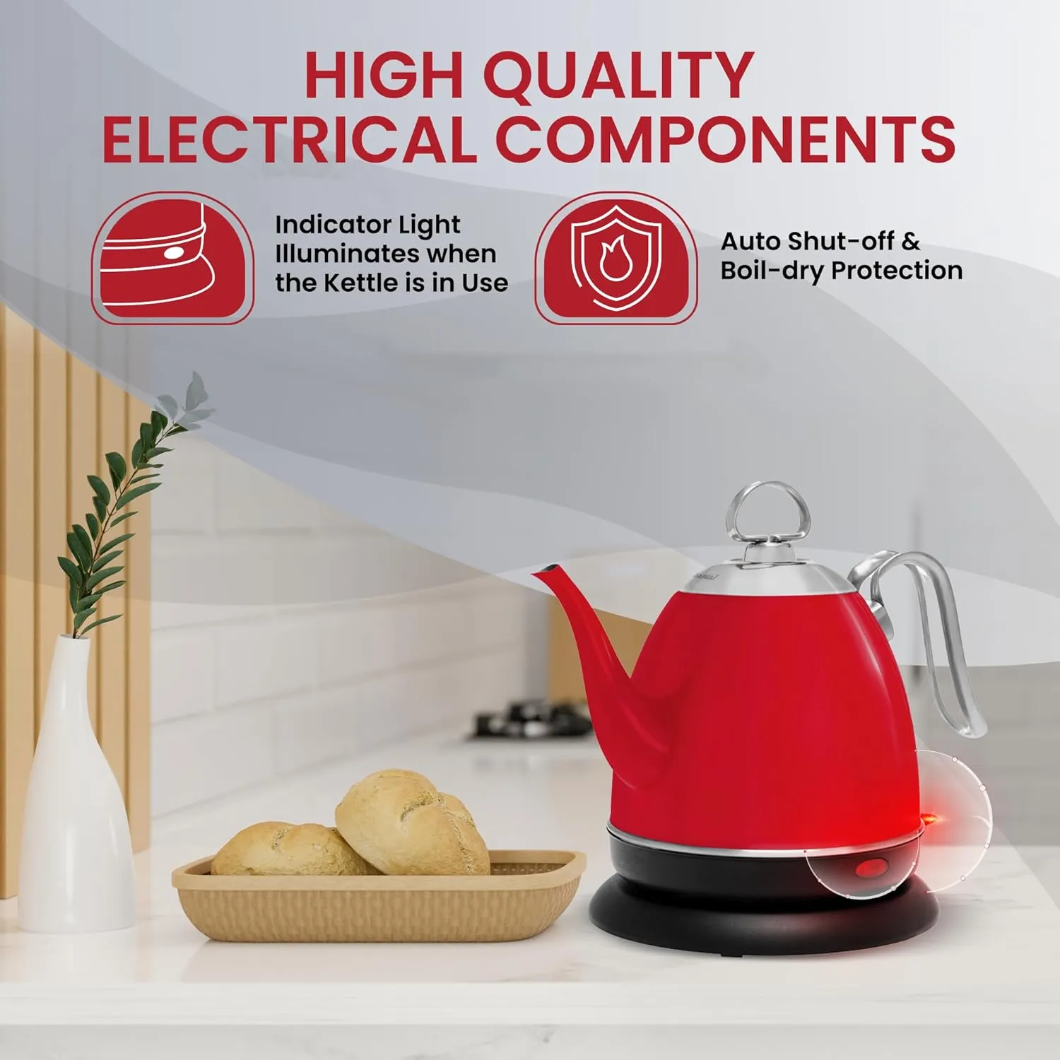 Chantal Mia Electric Kettle, 32 oz (Red)