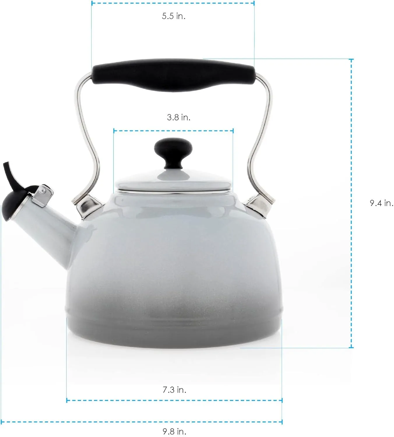 Chantal Tea Kettle, Vintage Series, Enamel on Steel, Whistling (Fade Grey)