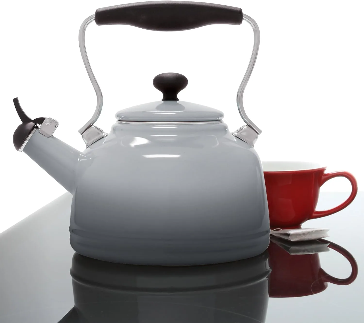 Chantal Tea Kettle, Vintage Series, Enamel on Steel, Whistling (Fade Grey)