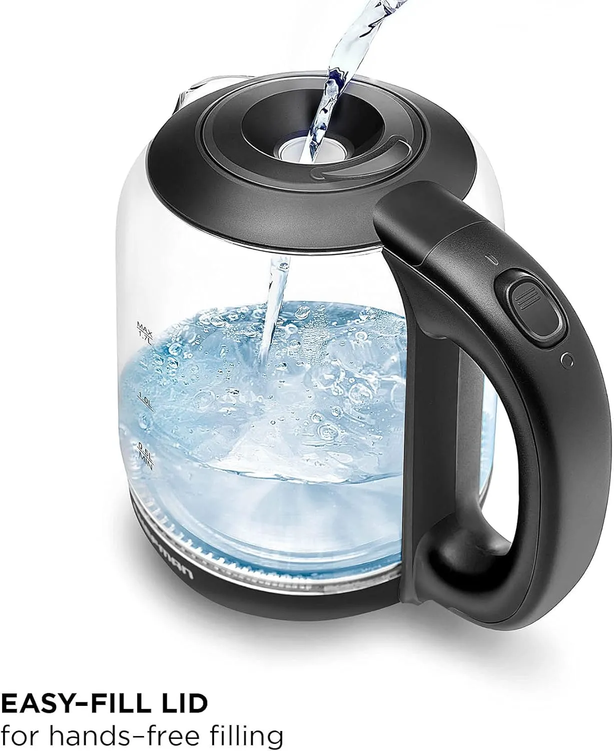 Chefman 1.7 Liter Electric Kettle With Easy Fill Lid, Cordless With Removable Lid And 360 Swivel Base, LED Indicator Lights