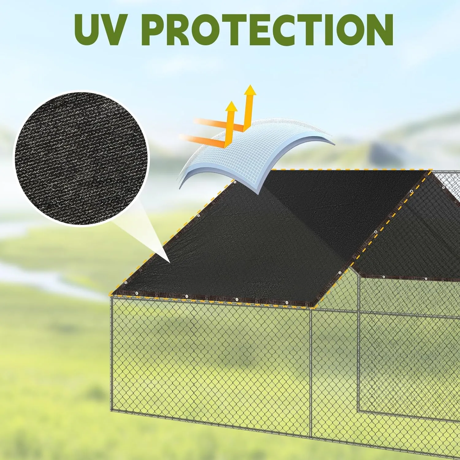 Chicken Coop Cover UV 90% Shade Cloth for Summer 11. 5 x 6. 6 ft Black Chicken Run Cages Cover with 20 Pcs Ball Bungees Cord Sunproof Sun Shade Netting Mesh for Outdoor Garden Patio Plant