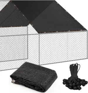 Chicken Coop Cover UV 90% Shade Cloth for Summer 11. 5 x 6. 6 ft Black Chicken Run Cages Cover with 20 Pcs Ball Bungees Cord Sunproof Sun Shade Netting Mesh for Outdoor Garden Patio Plant