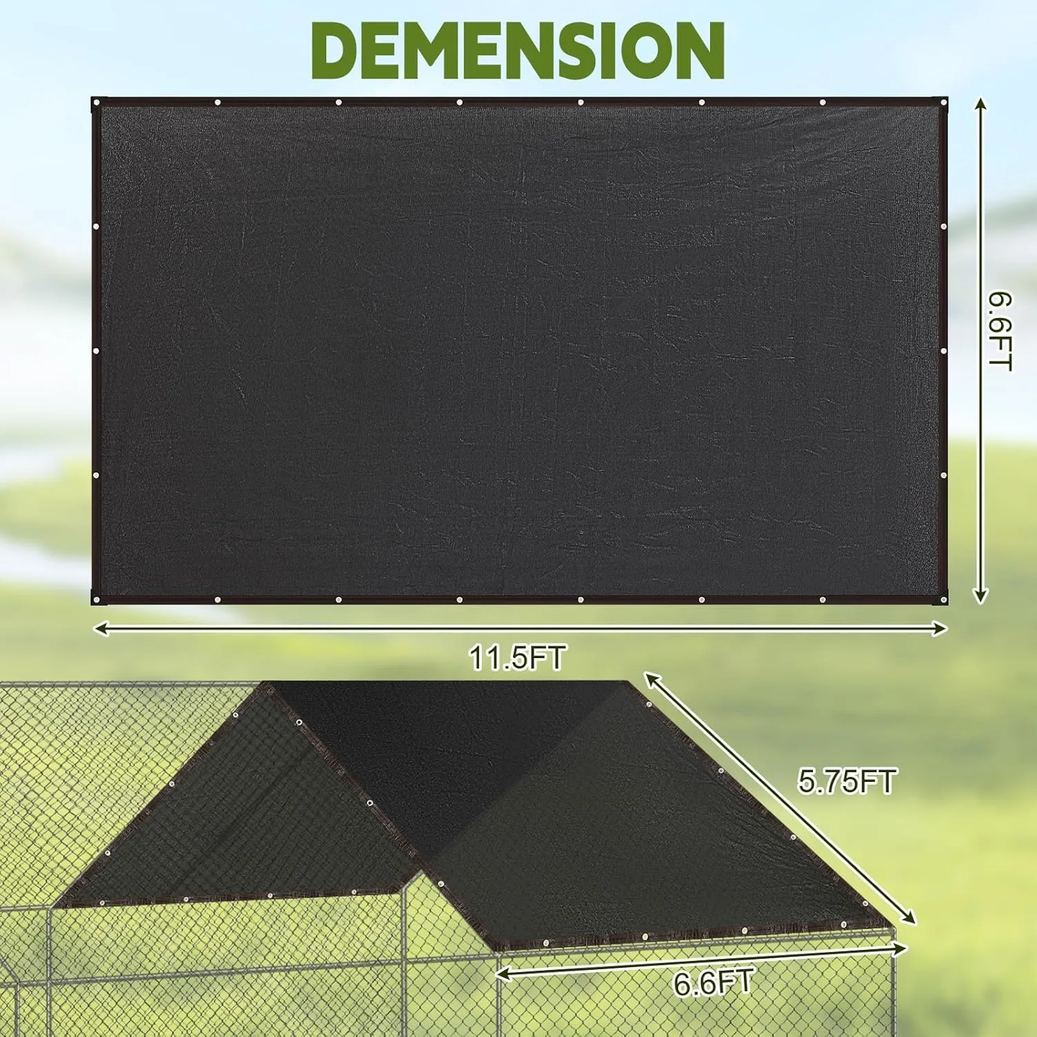 Chicken Coop Cover UV 90% Shade Cloth for Summer 11. 5 x 6. 6 ft Black Chicken Run Cages Cover with 20 Pcs Ball Bungees Cord Sunproof Sun Shade Netting Mesh for Outdoor Garden Patio Plant