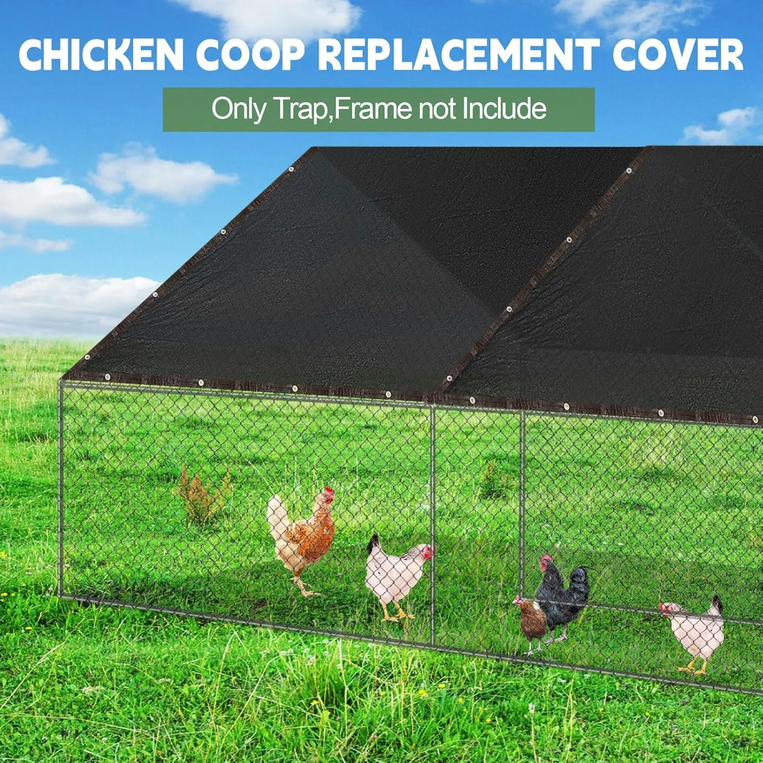 Chicken Coop Cover UV 90% Shade Cloth for Summer 14. 5 x 6. 6 ft Black Chicken Run Cages Cover with 20 Pcs Ball Bungees Cords Sunproof Sun Shade Netting Mesh for Outdoor Garden Patio Plants Yard