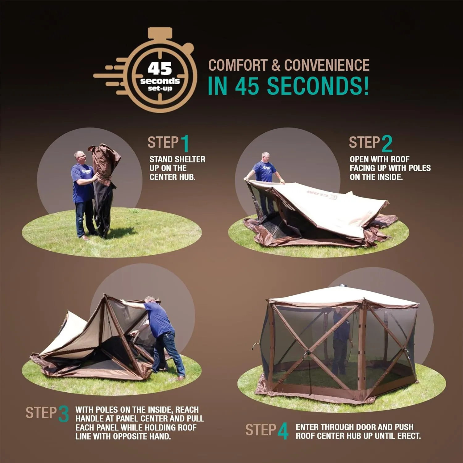 CLAM Quick Set Venture 9 x 9 Ft Portable Outdoor Camping Canopy Shelter, Tan   Clam Quick-Set Screen Hub Tent, Accessory Only, Tan (2 Pack)