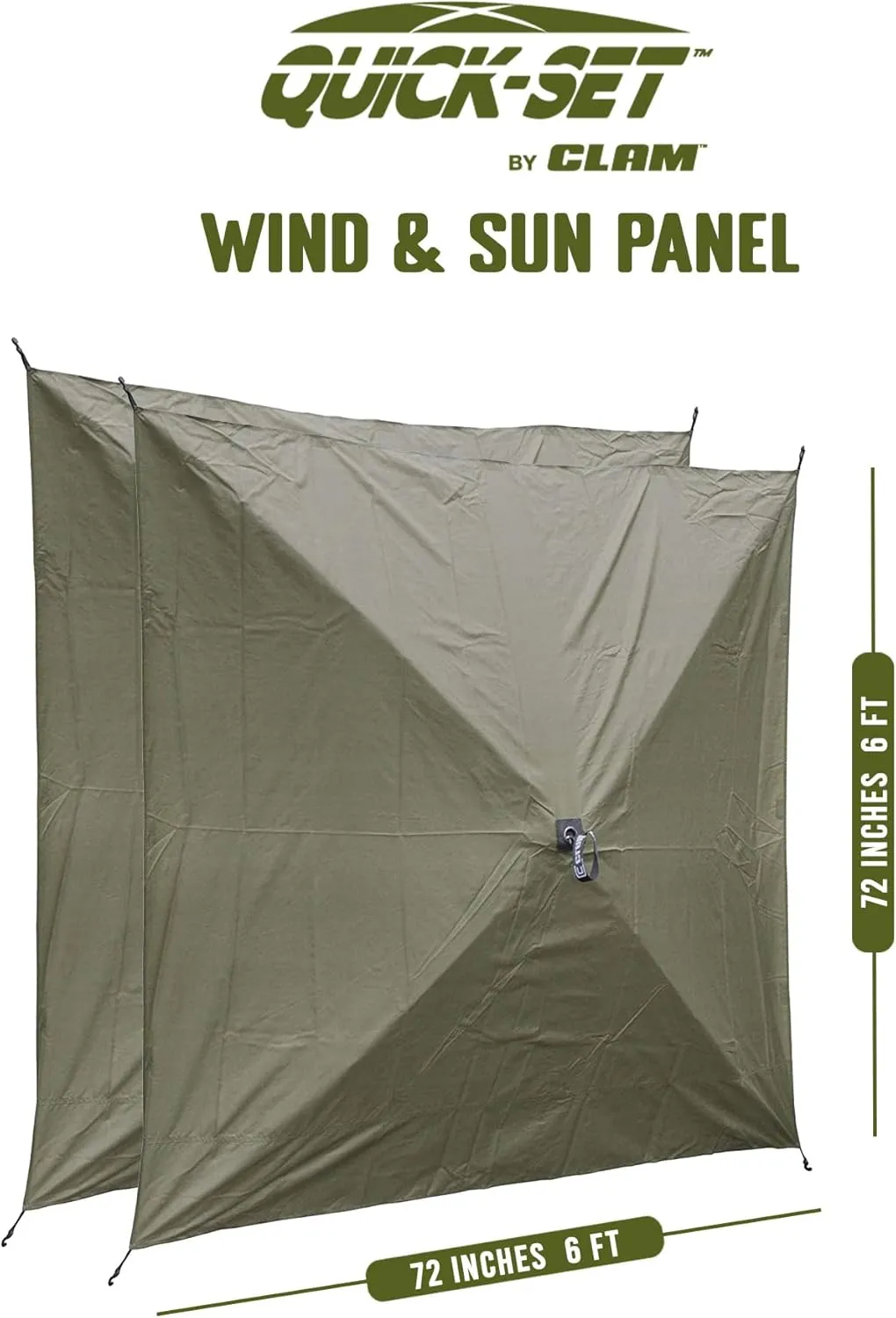 CLAM Quick Set Venture 9x9 Ft Portable Outdoor Camping Canopy Shelter, Green/Tan   Clam Quick Set Screen Hub Tent Wind & Sun Panels, Green (2 Pack)